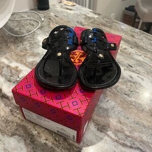Tory Burch Patent Calf Leather Black Miller Sandal